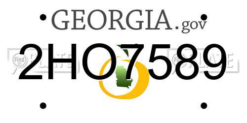 2HO7589 Georgia License Plate