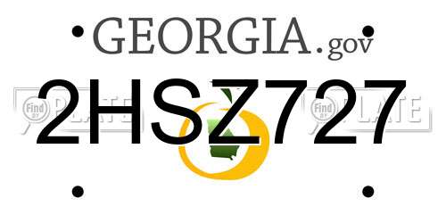 2HSZ727 Georgia License Plate