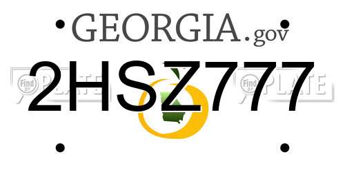 2HSZ777 Georgia License Plate