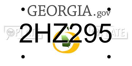 2HZ295 Georgia License Plate