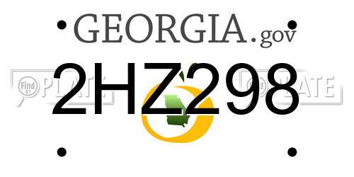 2HZ298 Georgia License Plate