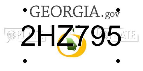 2HZ795 Georgia License Plate