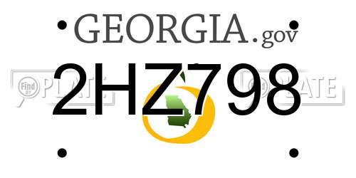 2HZ798 Georgia License Plate