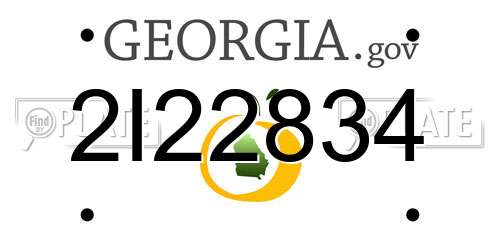 2I22834 Georgia License Plate