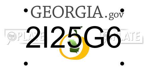 2I25G6 Georgia License Plate