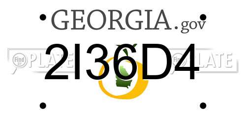 2I36D4 Georgia License Plate