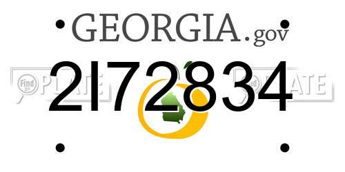 2I72834 Georgia License Plate