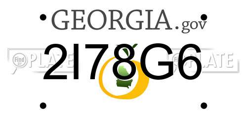 2I78G6 Georgia License Plate