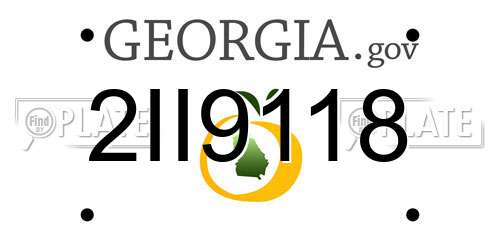 2II9118 Georgia License Plate