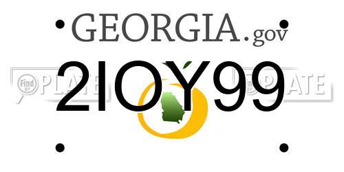 2IOY99 Georgia License Plate
