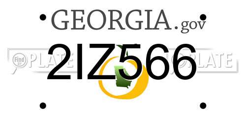 2IZ566 Georgia License Plate