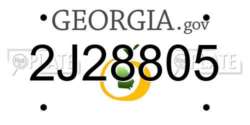 2J28805 Georgia License Plate