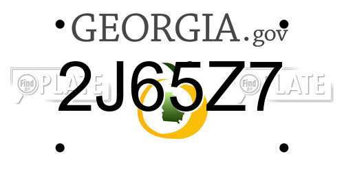 2J65Z7 Georgia License Plate