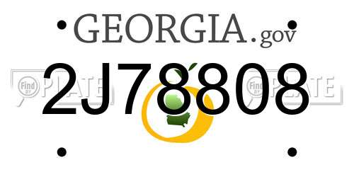 2J78808 Georgia License Plate
