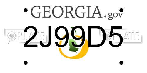 2J99D5 Georgia License Plate
