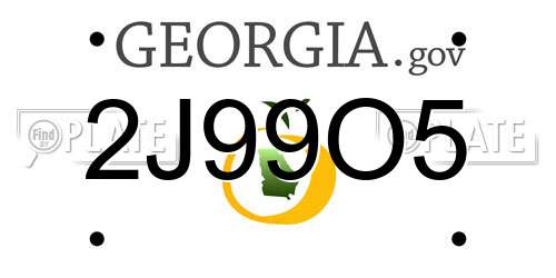 2J99O5 Georgia License Plate