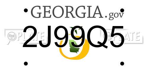 2J99Q5 Georgia License Plate