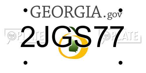 2JGS77 Georgia License Plate