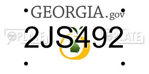 2JS492 Georgia License Plate
