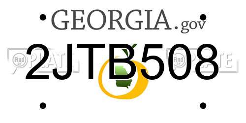 2JTB508 Georgia License Plate