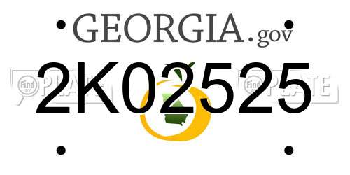 2K02525 Georgia License Plate