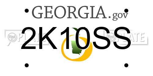 2K10SS Georgia License Plate