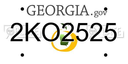 2KO2525 Georgia License Plate