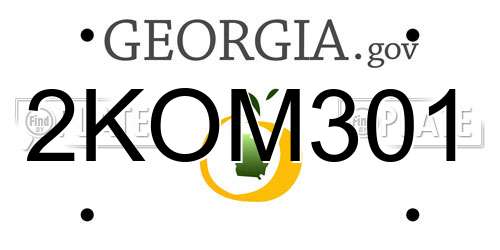 2KOM301 Georgia License Plate