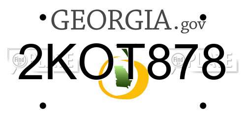 2KOT878 Georgia License Plate