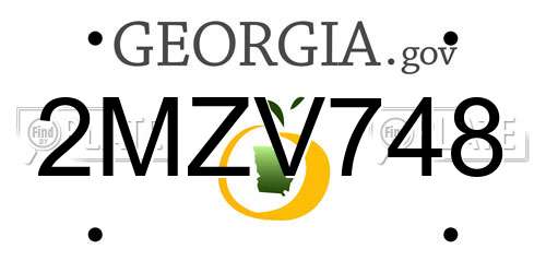 2MZV748 Georgia License Plate