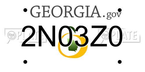 2N03Z0 Georgia License Plate