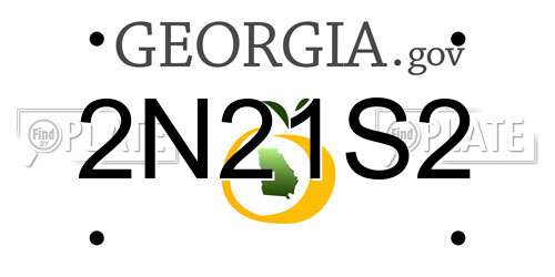 2N21S2 Georgia License Plate