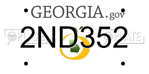 2ND352 Georgia License Plate