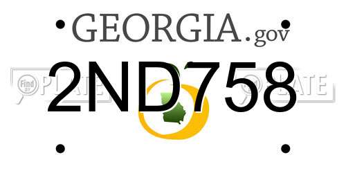 2ND758 Georgia License Plate