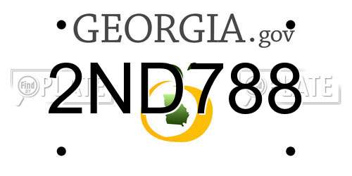 2ND788 Georgia License Plate