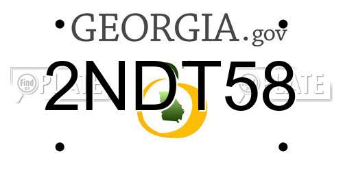 2NDT58 Georgia License Plate