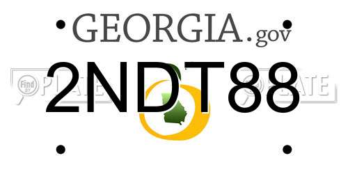 2NDT88 Georgia License Plate