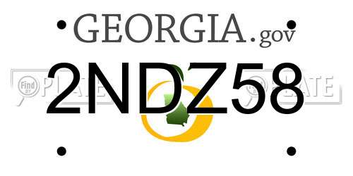 2NDZ58 Georgia License Plate