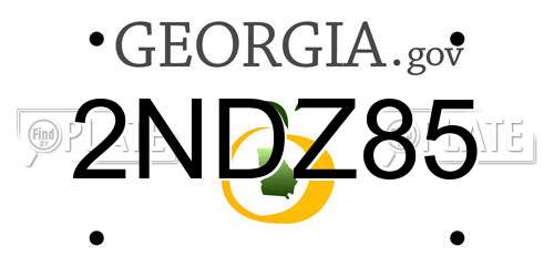 2NDZ85 Georgia License Plate