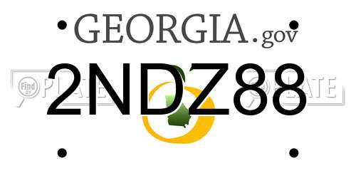 2NDZ88 Georgia License Plate