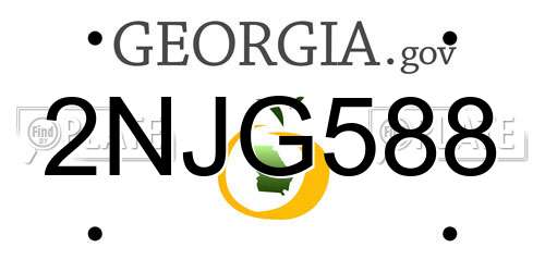 2NJG588 Georgia License Plate