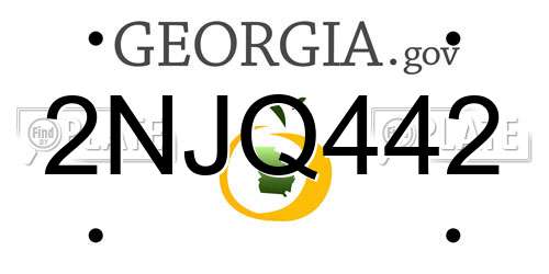2NJQ442 Georgia License Plate