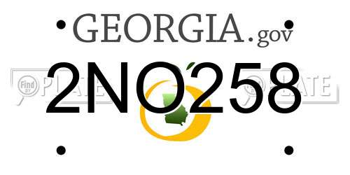 2NO258 Georgia License Plate