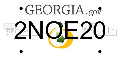 2NOE20 Georgia License Plate