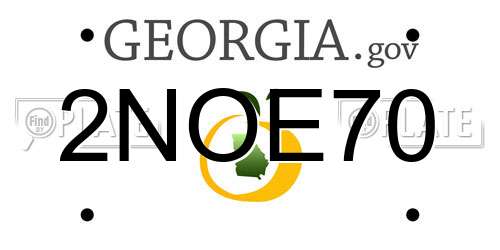 2NOE70 Georgia License Plate