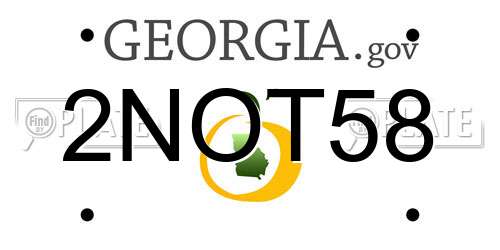 2NOT58 Georgia License Plate