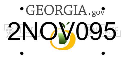 2NOV095 Georgia License Plate