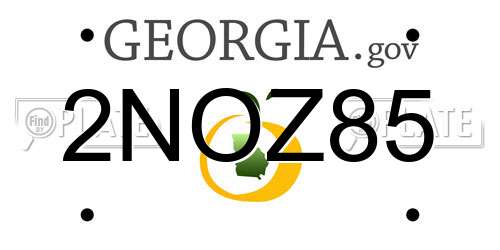 2NOZ85 Georgia License Plate