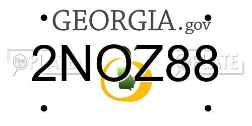 2NOZ88 Georgia License Plate