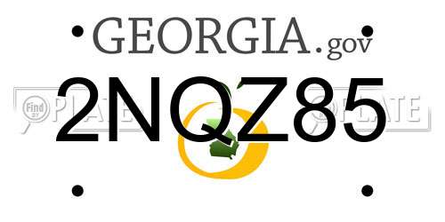 2NQZ85 Georgia License Plate